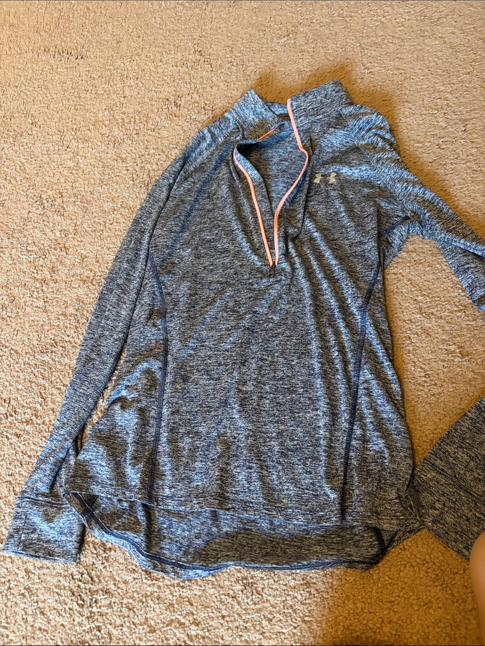 Under Armour Women's Blue Heather Quarter-Zip Pullover with Pink Trim